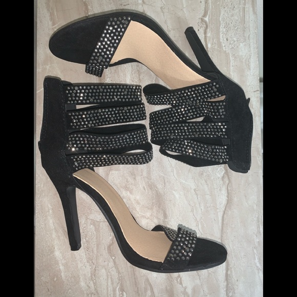 Open Toe Rhinestone Strappy Ankle Cuff Stiletto - Picture 3 of 8